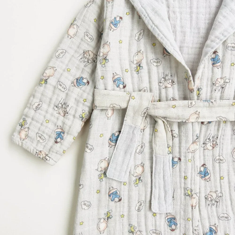 KIDS Organic Muslin Cotton Bathrobe - Reversible